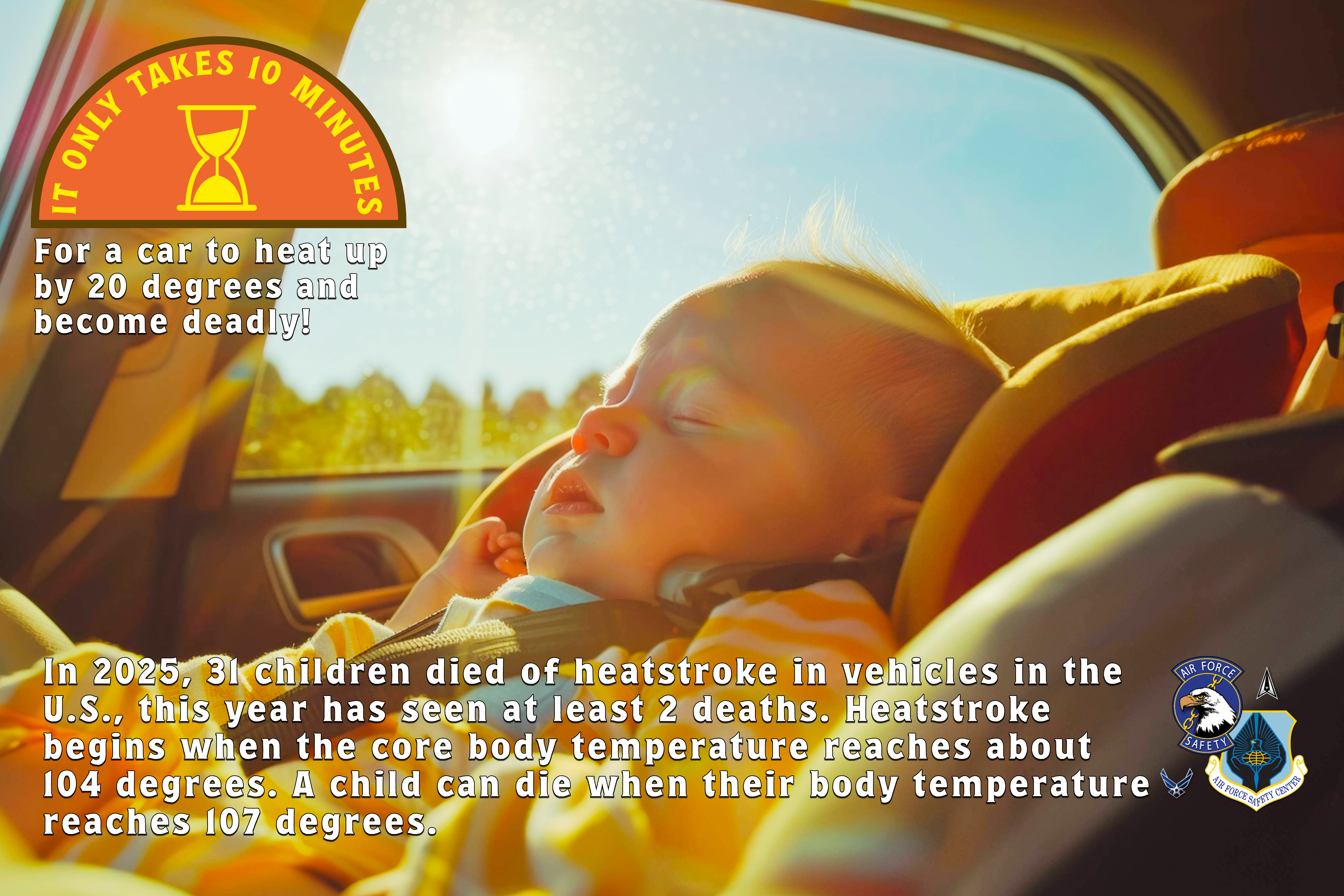 Baby asleep in car with sun shining in through window